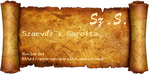 Szarvák Sarolta névjegykártya