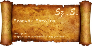 Szarvák Sarolta névjegykártya